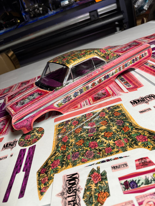Iconic Gypsy Rose Full wrap covers 99.9% challenging install. New body recommended and painted pink for best results. If not you will see original color of car where seams are if you miss a spot during install.