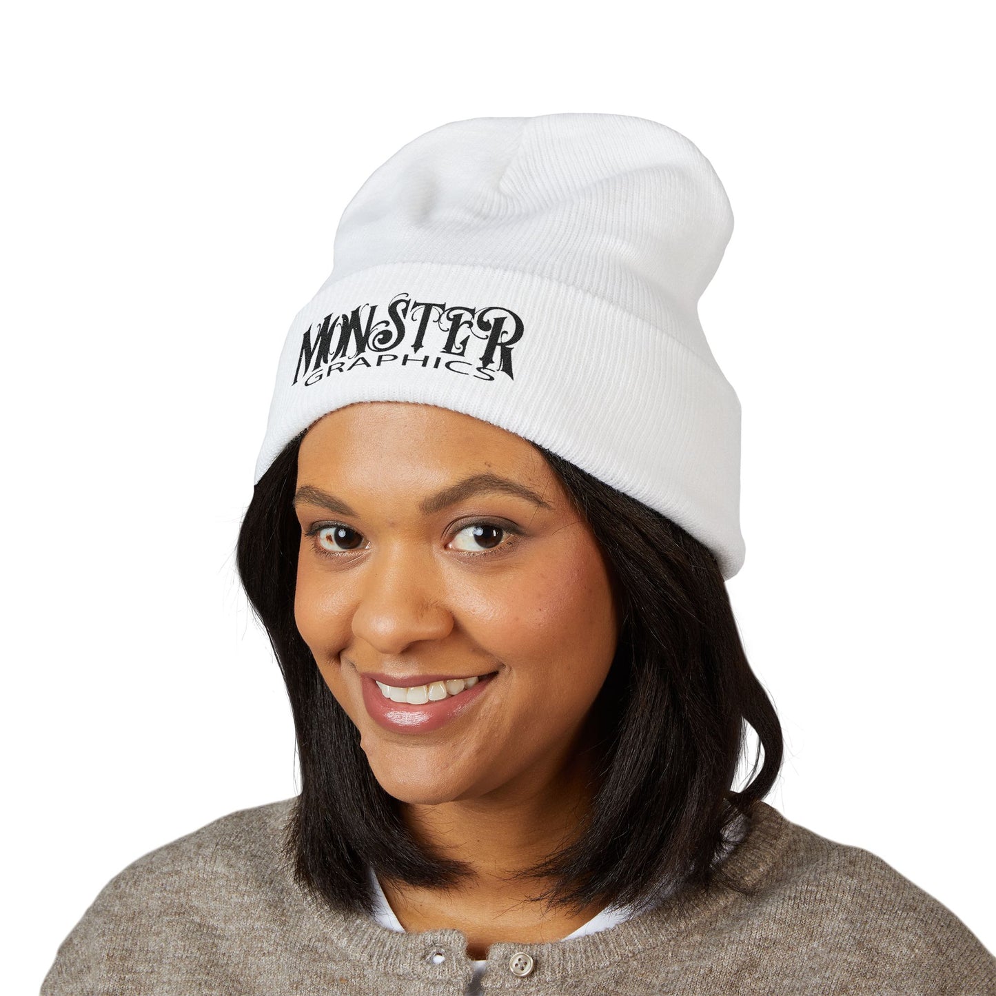 Embroidered Monster Graphic Beanie, Warm Winter Hat, Unisex Knit Cap, Stylish Daily Wear, Gift for Him & Her